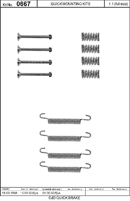Monteringssats handbromsbackar