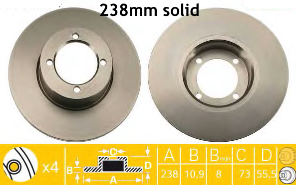 Jarrulevyt Ø 238mm