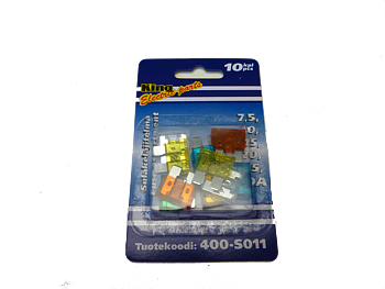 Säkring Flatstift typ. set/10st (7,5A-30A)