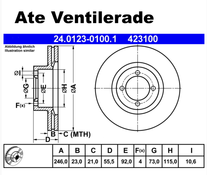 Bromsskiva Ø 246mm / ventilerad - 2