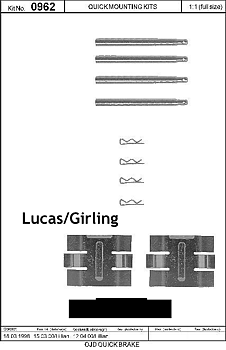Monteringssats (Lucas/Girling)