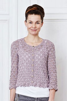 Cardigan med bladmönster i Elise by Permin