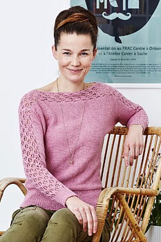 Jumper med hålmönster stickad på tvären, Elise by Permin