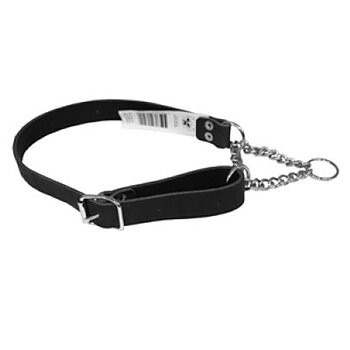 Ställbart läderhalsband halvstryp svart