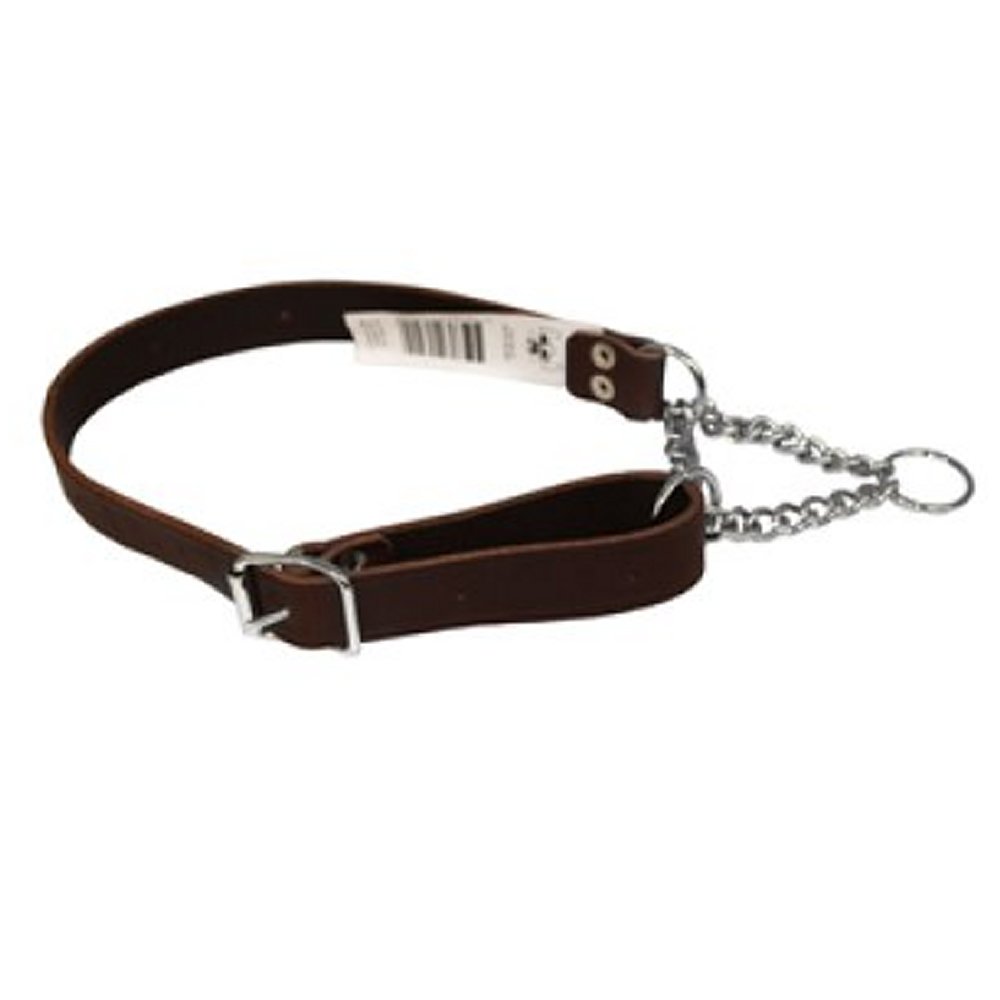 Ställbart läderhalsband halvstryp mörkbrun