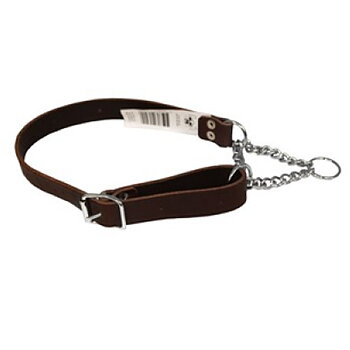 Ställbart läderhalsband halvstryp mörkbrun
