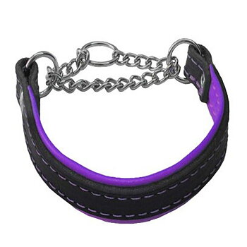 Halvstryp läderhalsband svart/lila