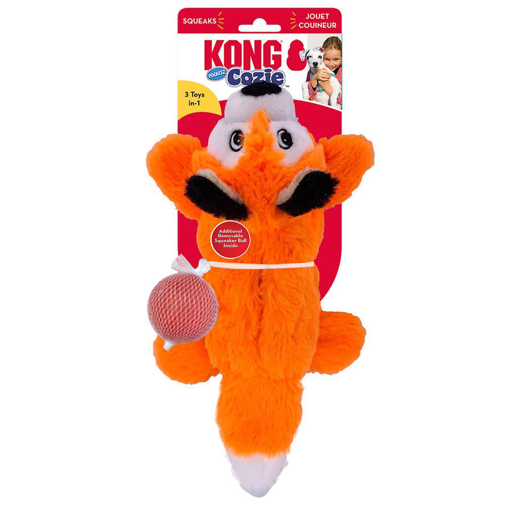 KONG Cozie Pocketz Fox Flerfärgad m godisficka