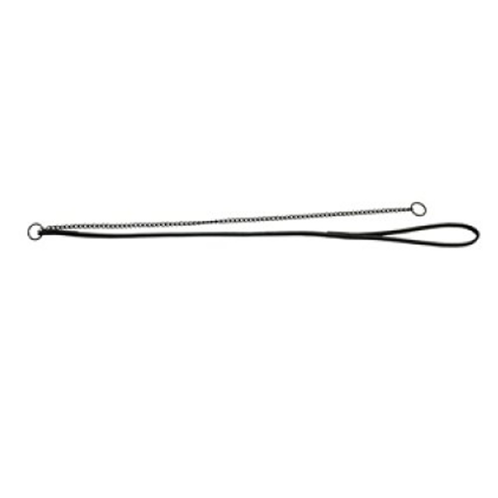 Utställningskoppel läder m svart kedja 65 cm - 2