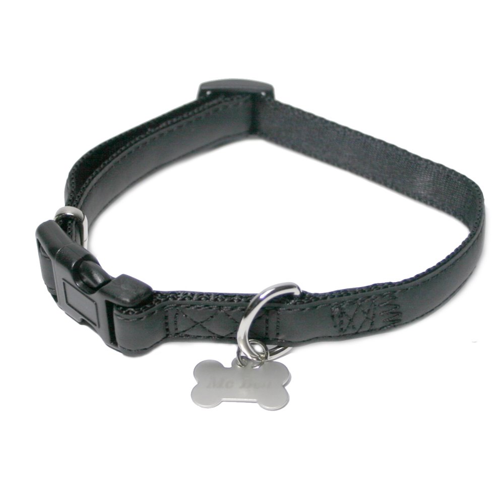 Halsband skinnimitation Ställbart McBen svart 15mm/26-40
