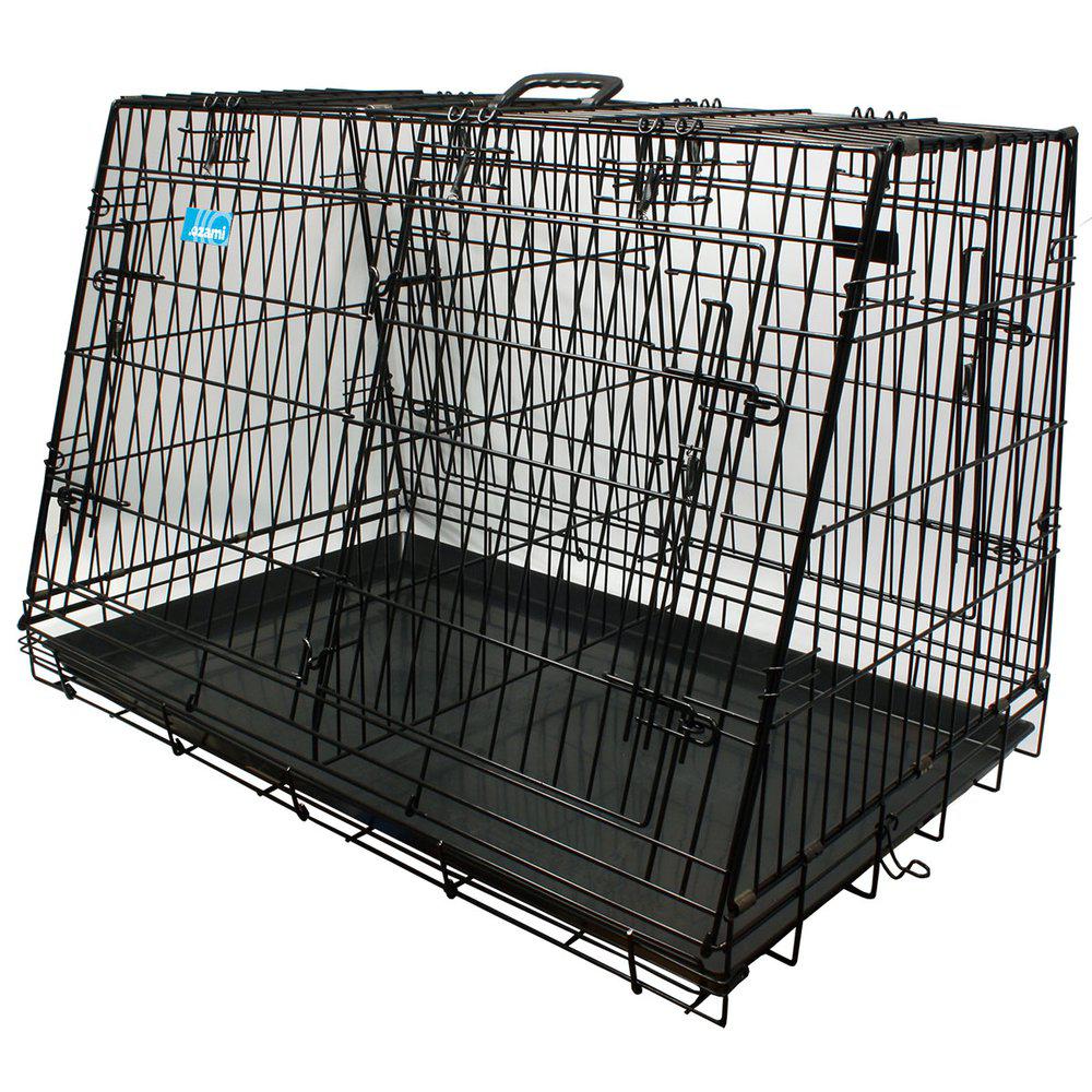 Hundtransportbur Svart lutande 2-delad 78 x 49 x 57 cm