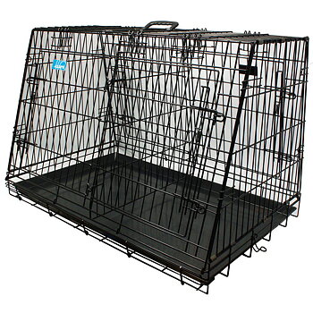 Hundtransportbur Svart lutande 2-delad 78 x 49 x 57 cm