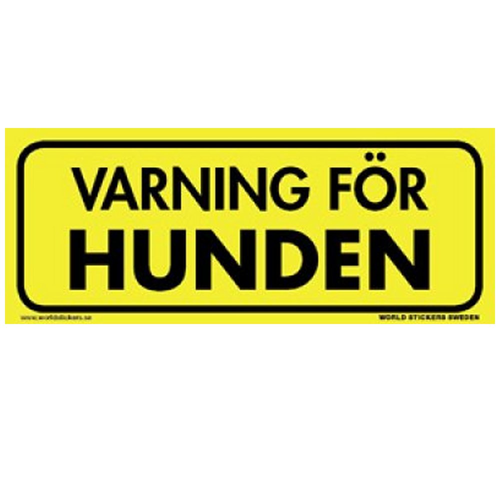 Varning för hunden 200x80mm Gul