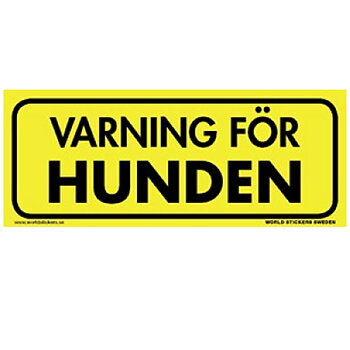 Varning för hunden 200x80mm Gul