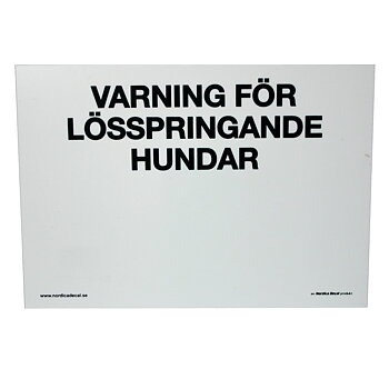 Varning för lösspringande hundar, vit