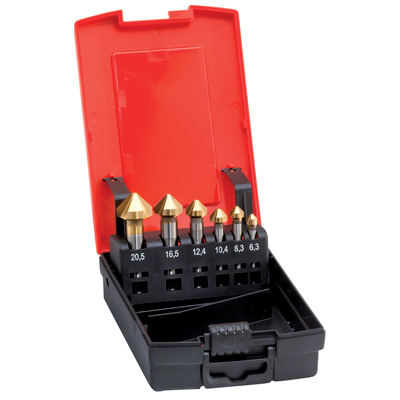 Konförsänk.sats HSS-TiN, DIN335C, 5 delar, 90°, från 6,3-25,0mm, FORMAT