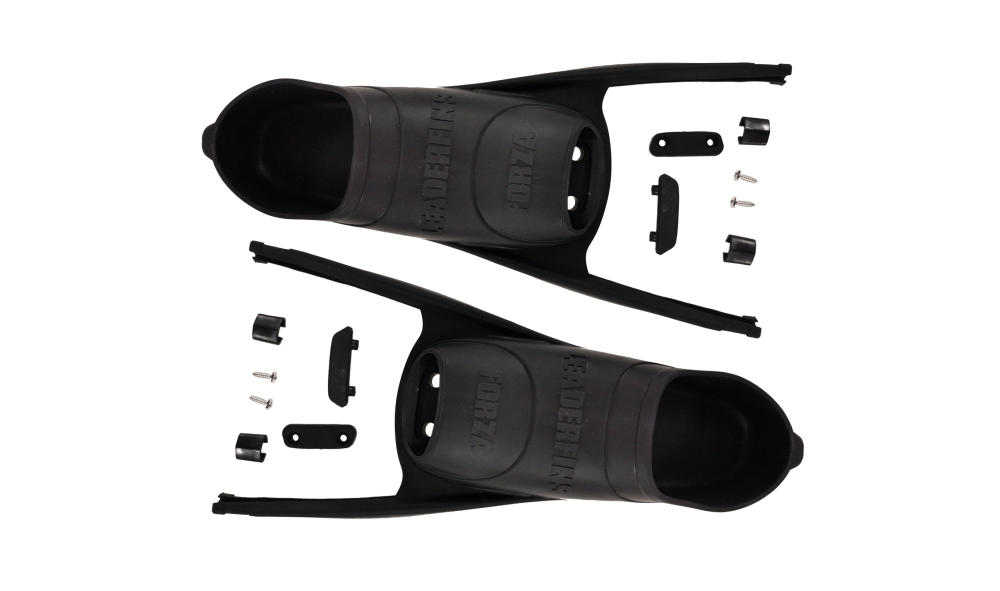 Leaderfins Forza foot pockets + assembly kit (svart / vit) - 2