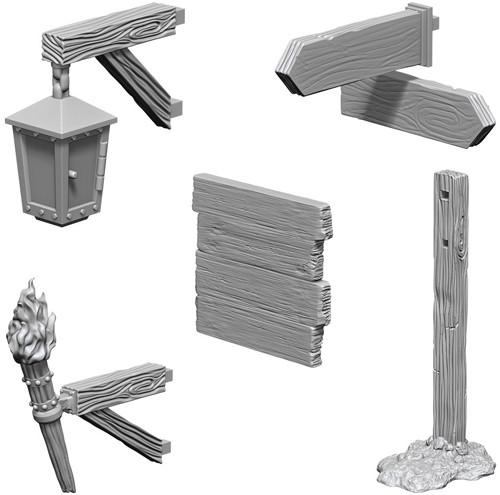 WizKids Deep Cuts Unpainted Miniatures - Signs & lights
