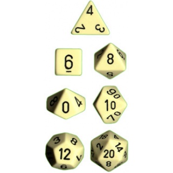 Chessex Opaque Polyhedral 7-Die Sets - Ivory w/black - 2