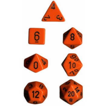 Chessex Opaque Polyhedral 7-Die Sets - Orange w/black - 2