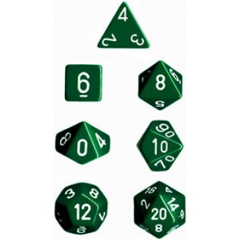 Chessex Opaque Polyhedral 7-Die Sets - Green w/white - 2