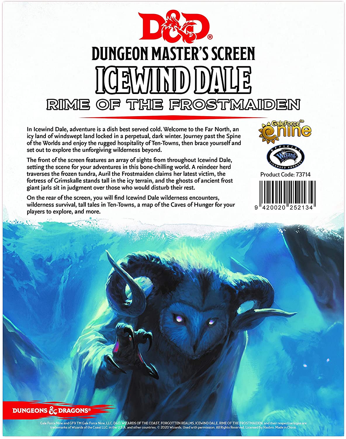Dungeons Dragons Icewind Dale Rime Of The Frostmaiden DM Screen 
