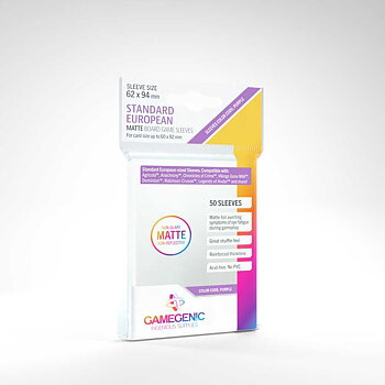 Gamegenic - MATTE Standard European-Sized Sleeves 62 x 94 mm - Clear (50 Sleeves)