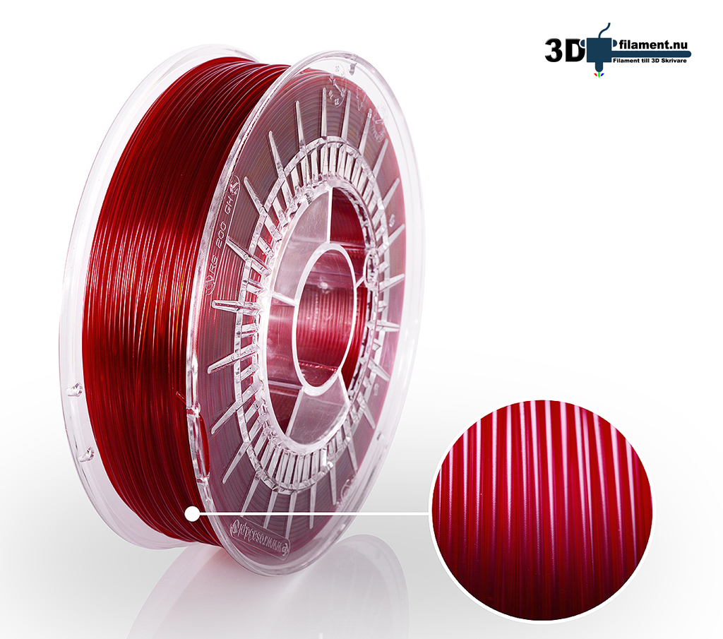 3D Filament PETG Standard  Vinröd transparent