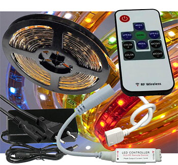 Ledtejp RGB 7,2W/m el. 14,4W/m Microkontroller  Kit