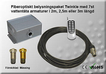 Fiberoptiskt Jacuzzi/Poolpaket Twinkle 5W 2-3m 7st Armaturer
