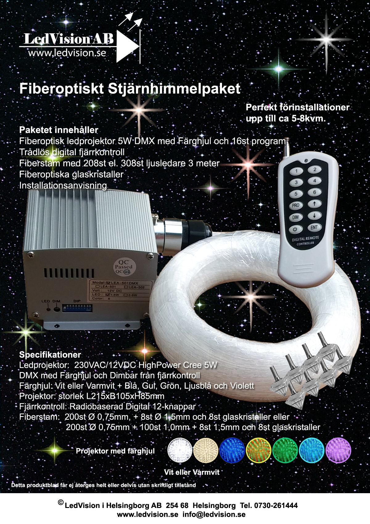 Stjärnhimmelpaket 5W DMX Dimbar Ledprojektor 8kvm - 2