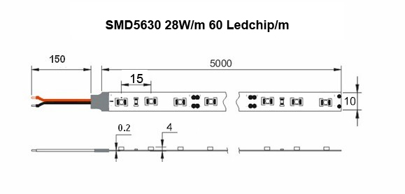 Ledtejp SMD5630 20W/m Varmvit - 3