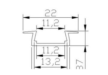 Aluminiumprofil för ledtejp infälld Låg - 4