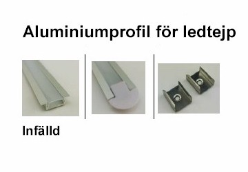 Aluminiumprofil för ledtejp infälld Låg - 3
