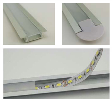 Aluminiumprofil för ledtejp infälld Låg - 2