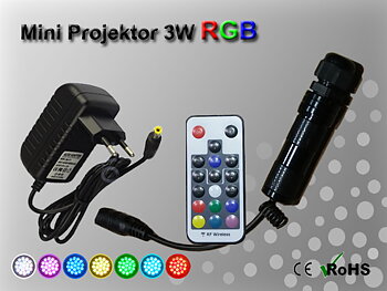 Fiberoptisk Ledprojektor 3W Flerfärgad RGB