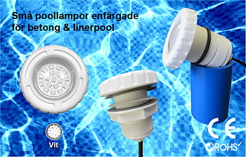 Små Poollampor SMD5050 3W Vit för Betong & Linerpool 