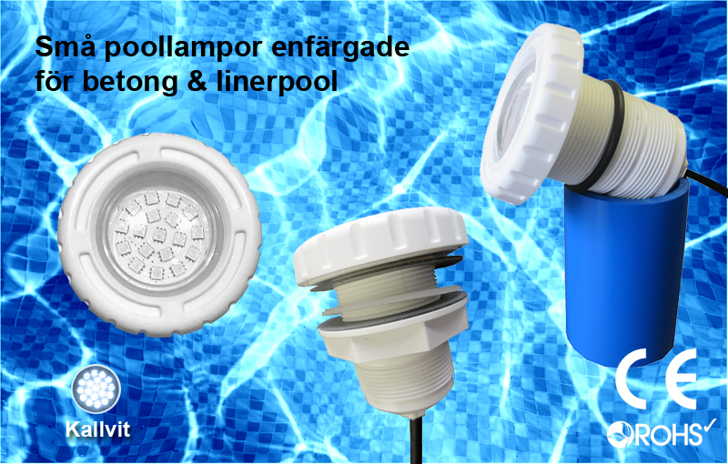 Små Poollampor SMD5050 3W Kallvit Ljusfärg för Glasfiber / Linerpool 
