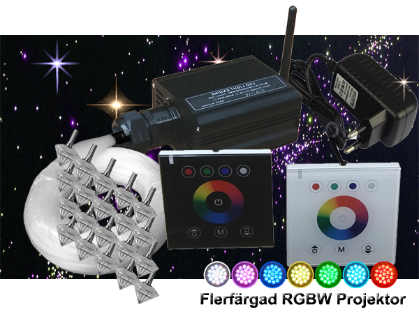 Stjärnhimmelpaket 16W RGBW Väggkontroll 8kvm