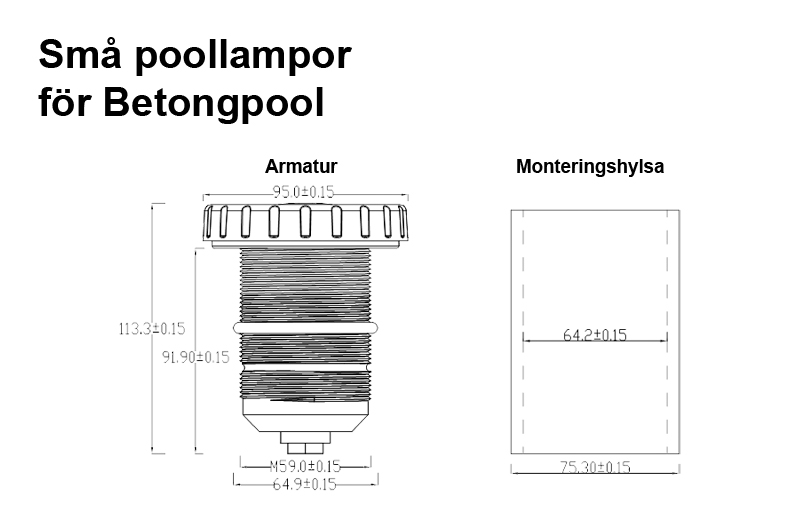 Små Poollampor Betong & Linerpool RGB Inbyggd RF-Kontroller - 2