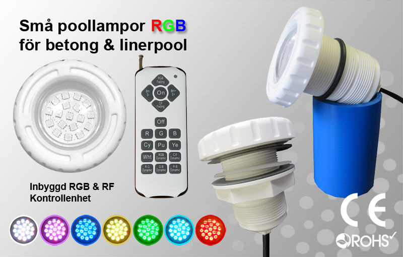 Små Poollampor Betong & Linerpool RGB Inbyggd RF-Kontroller