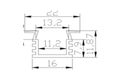 Ledlist i aluminium SMD5630 Infälld 0.5m - 2