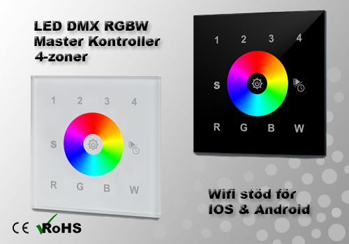 LED DMX RGBW Väggkontroller 4-zon Wifi