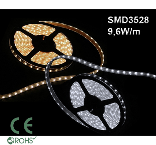 Ledtejp SMD3528 9,6W/m Varmvit, Vit el. Kallvit