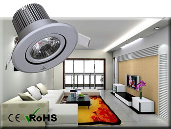 Dimbar COB Downlight Lampa Silver 7W