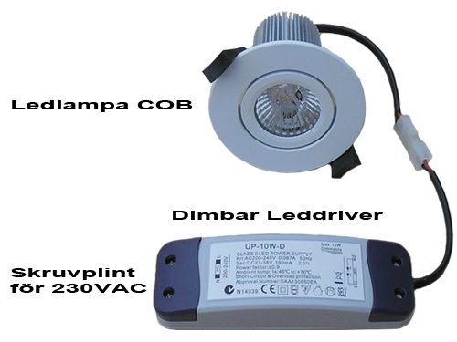 Dimbar COB Downlight Lampa Vit 7W - 3