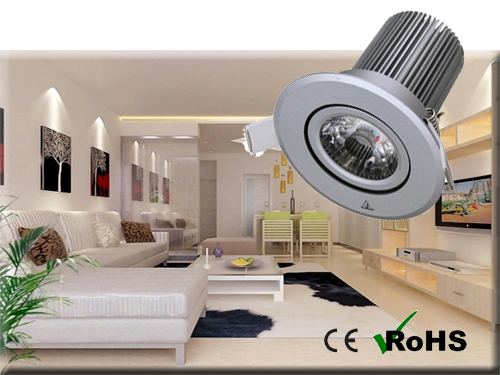 Dimbar COB Downlight Lampa Silver 10W
