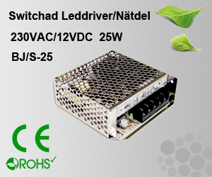 Switchad Leddriver/Nätdel 230VAC/12VDC 25W