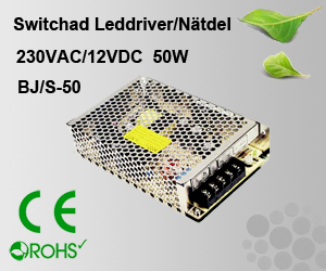Switchad Leddriver/Nätdel 230VAC/12VDC 50W