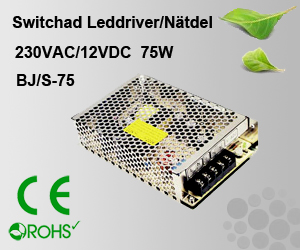 Switchad Leddriver/Nätdel 230VAC/12VDC 75W